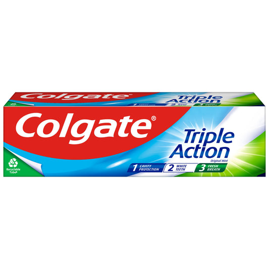 3x Colgate Original Mint Triple Action Toothpaste - 75ml
