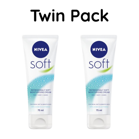 2x NIVEA Soft Moisturising Cream for Face, Body and Hands 75ml